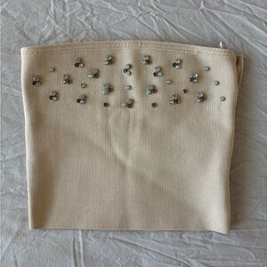 Beige Clutch with Rhinestone Accents